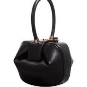 BLACK CALF LEATHER 'DINNER BAG' GOLD LOCK CLOSURE